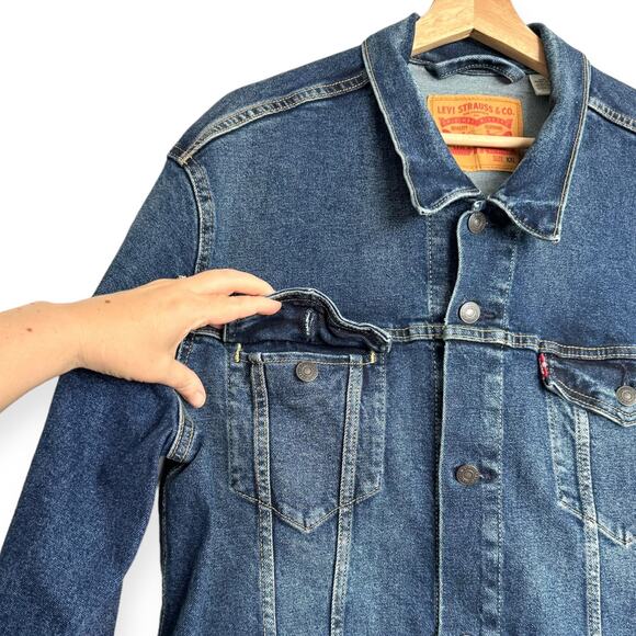 Levi Strauss Dark Wash Cotton Stretch Trucker Jacket Men's Size XXL - Picture 5 of 11